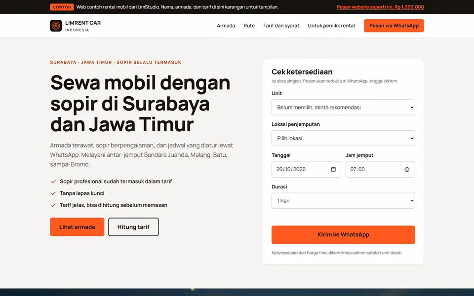 Home page of LimRent Car Indonesia